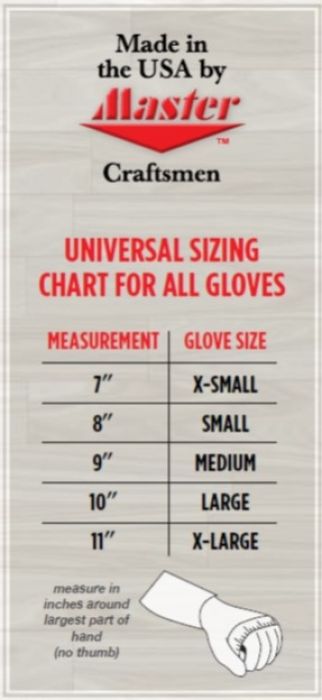 Master Deluxe Wrist Glove Sizechart